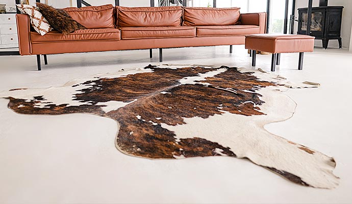 Leather rug on the floor