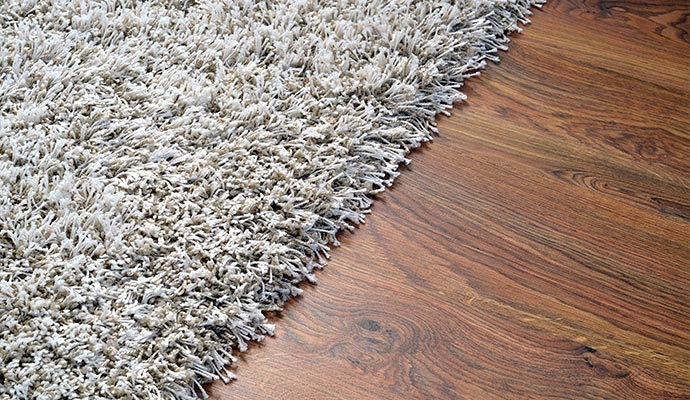 shaggy rug on wooden floor